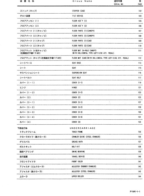 Hitachi ZAXIS 27U-2 excavator parts catalog manual P1MK11