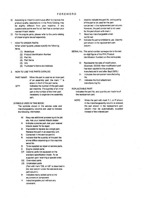 Hitachi ZAXIS 135UR excavator parts catalog manual