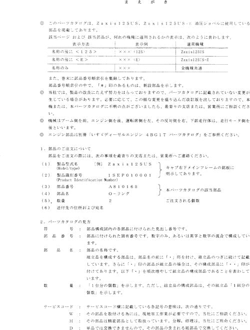 Hitachi ZAXIS 125US excavator parts catalog manual