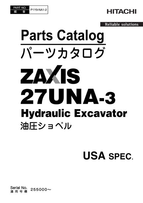 Hitachi ZAXIS 27UNA-3 excavator parts catalog manual