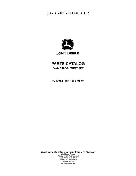 Hitachi ZAXIS 240F-3 excavator parts catalog manual