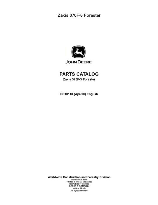 Hitachi ZAXIS 370F-3 excavator parts catalog manual