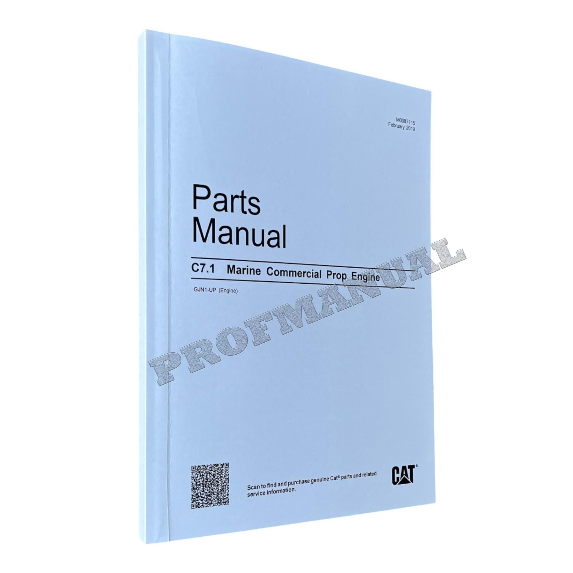 Caterpillar C7.1 Marine Engine Parts Catalog Manual SN GJN1-UP