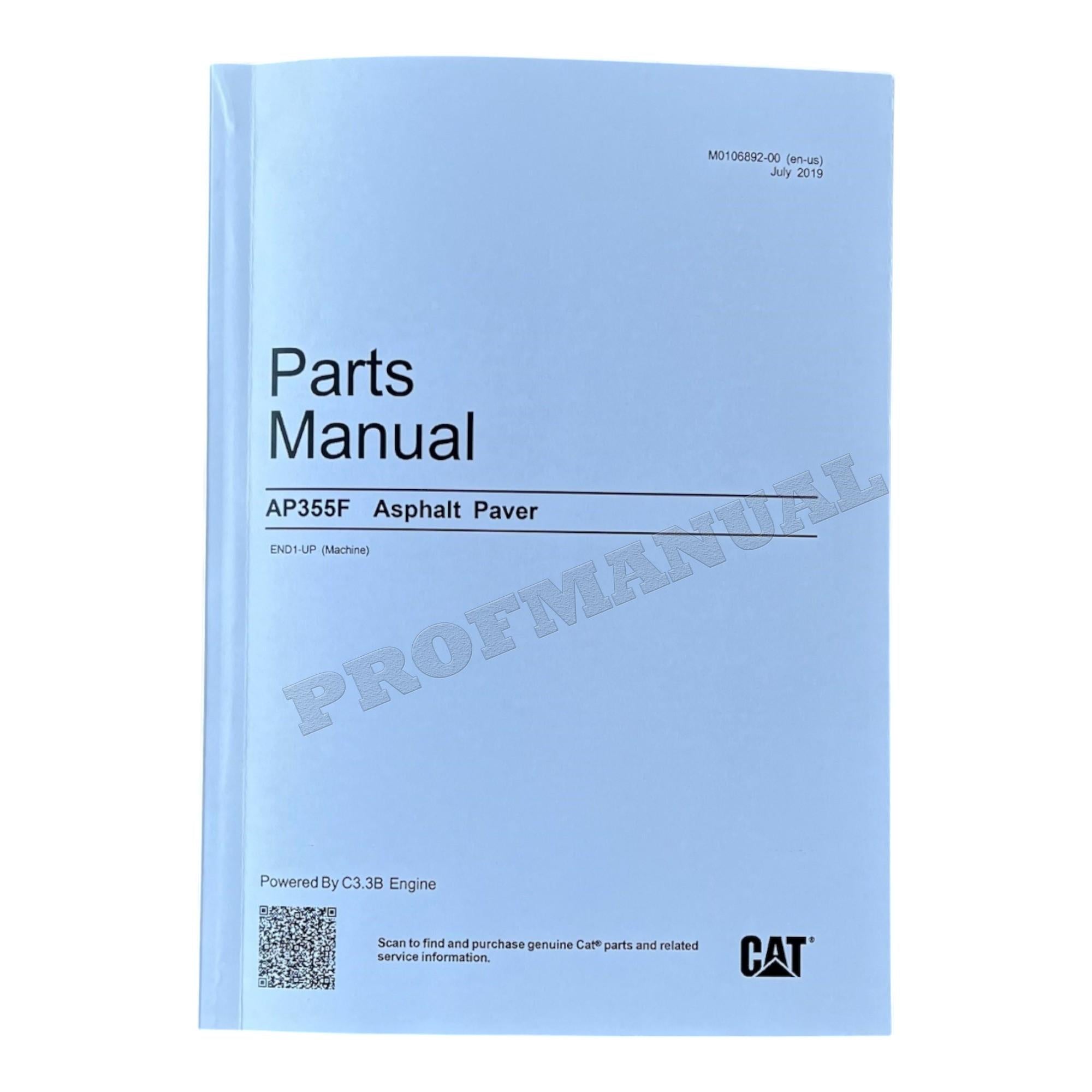 Caterpillar Cat AP355F Asphalt Paver Parts Catalog Manual END1-UP