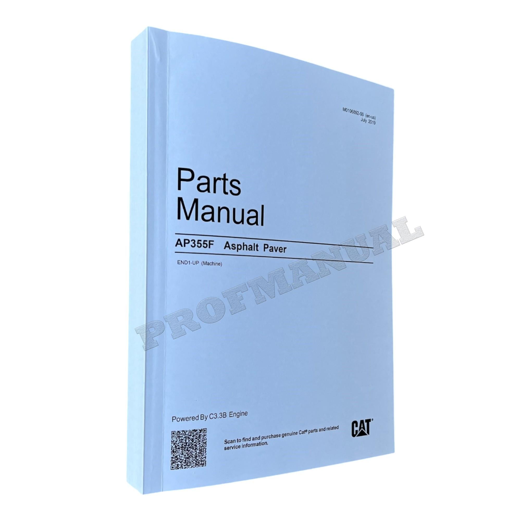 Caterpillar Cat AP355F Asphalt Paver Parts Catalog Manual END1-UP