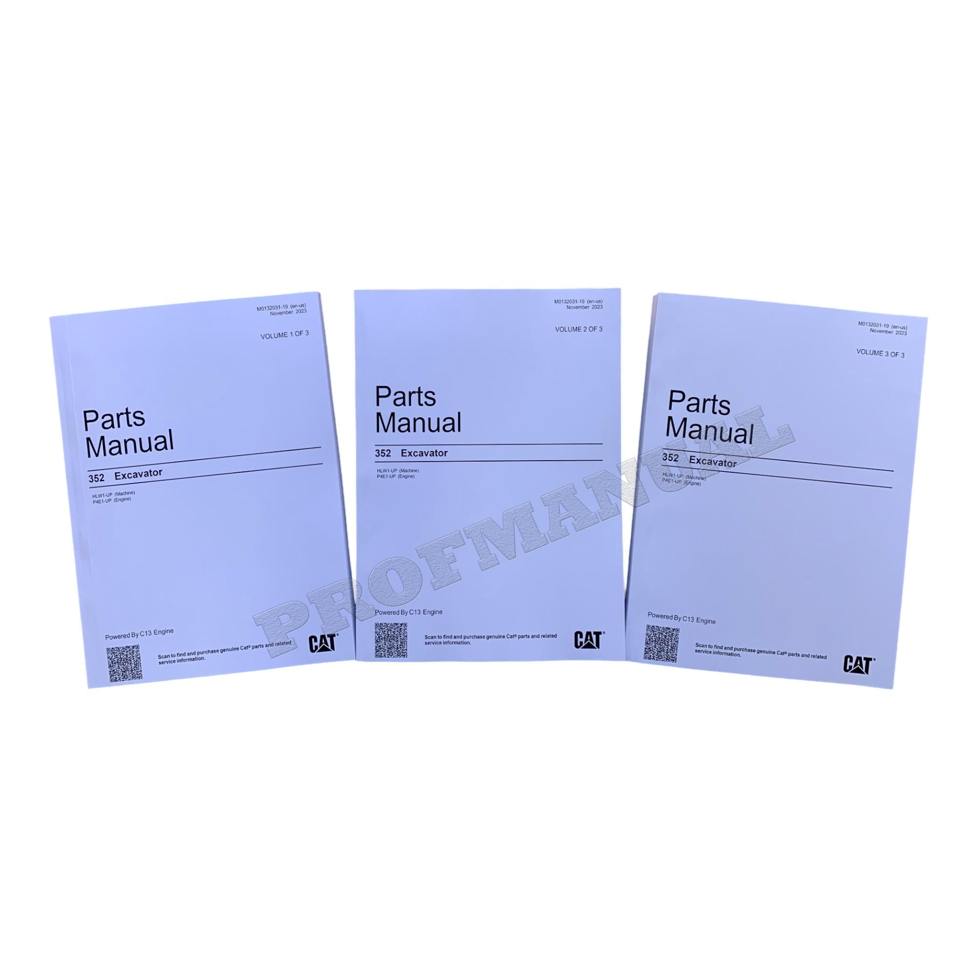 Caterpillar Cat 352 Excavator Parts Catalog Manual ser P4E1-Up HLW1-Up