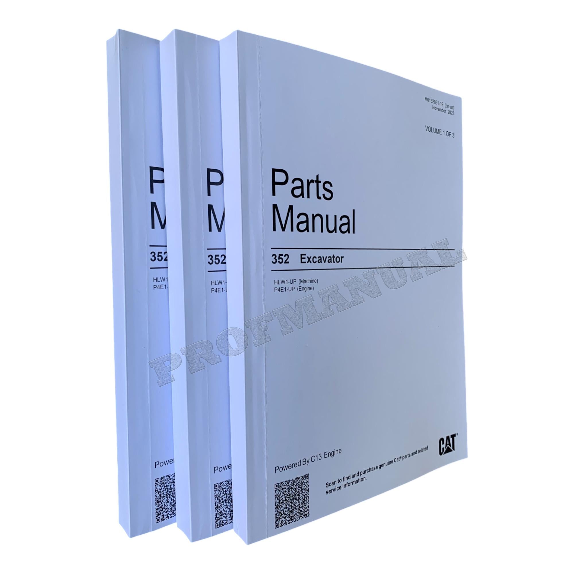 Caterpillar Cat 352 Excavator Parts Catalog Manual ser P4E1-Up HLW1-Up