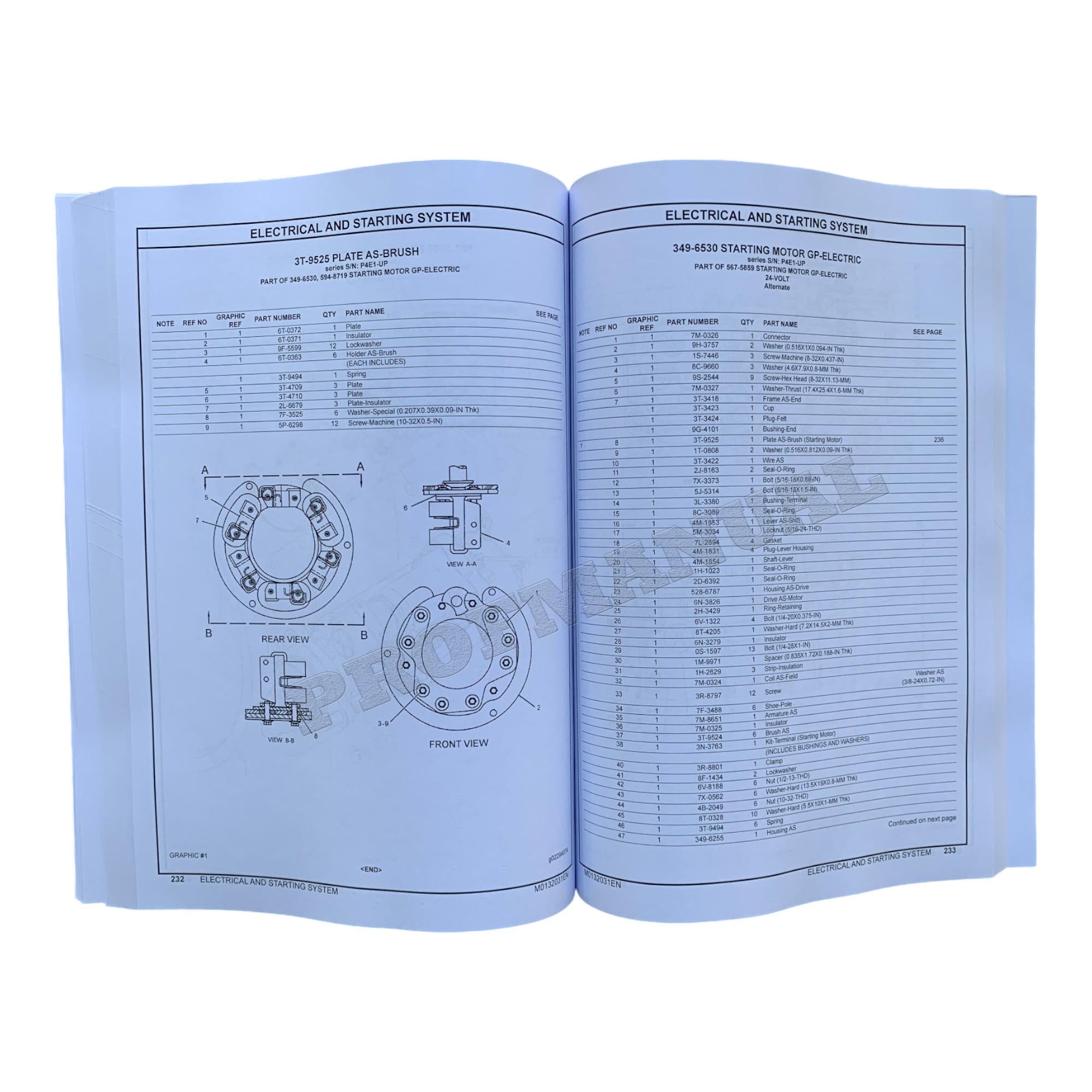 Caterpillar Cat 352 Excavator Parts Catalog Manual ser P4E1-Up HLW1-Up