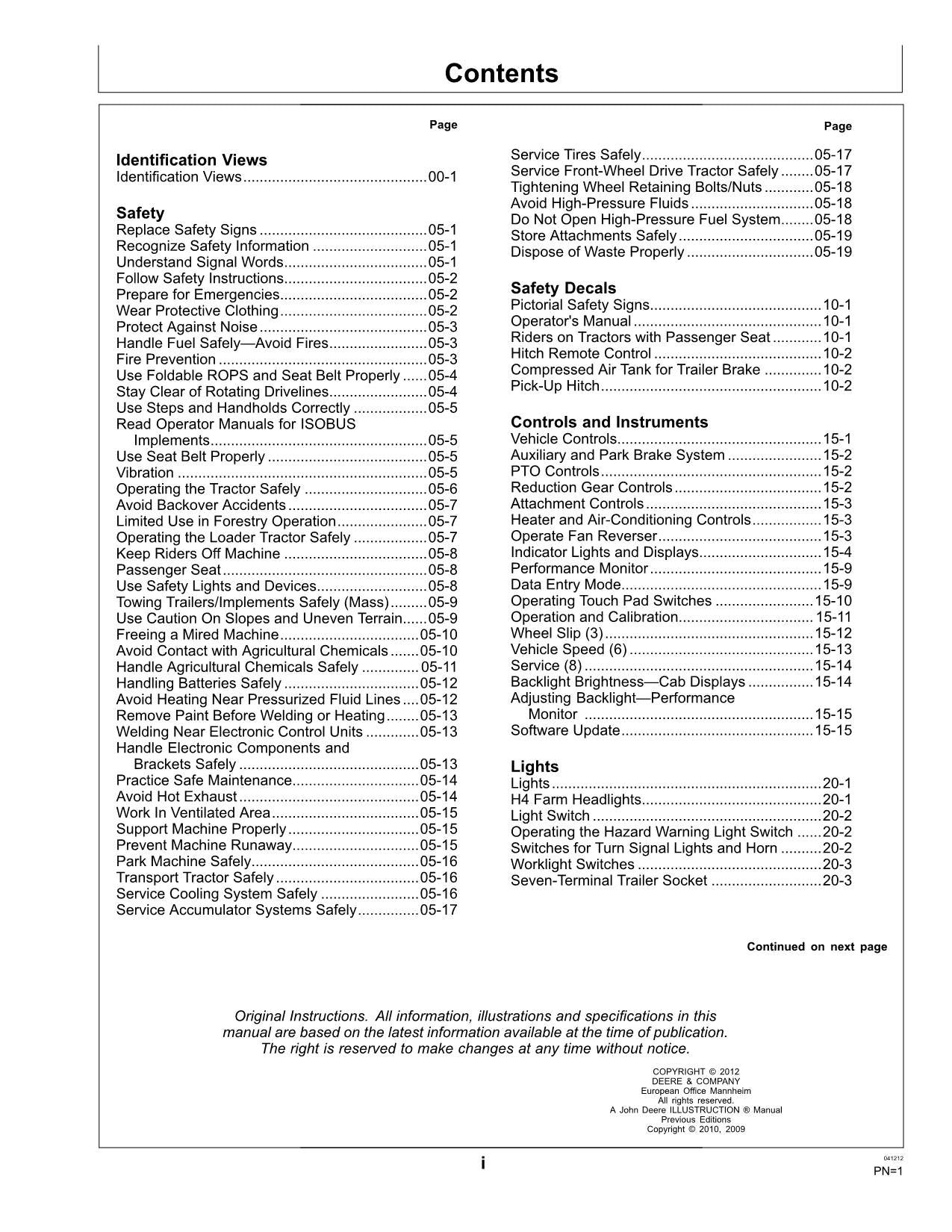 JOHN DEERE 5080R 5090R 5100R 5080RN 5090RN 5100RN TRACTOR OPERATORS MANUAL