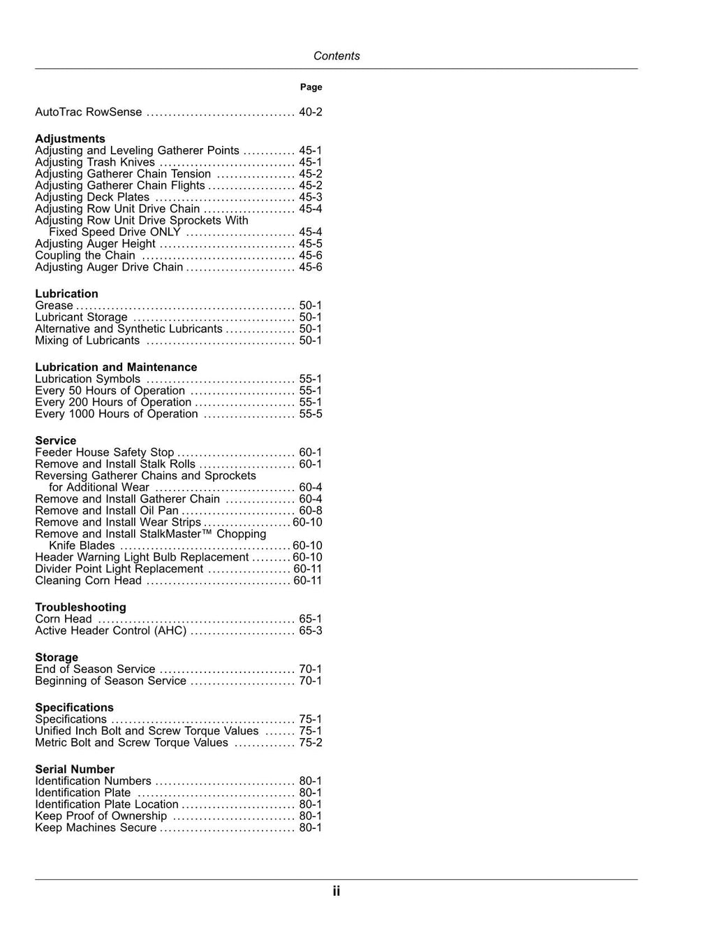 MANUAL DEL OPERADOR DEL CABEZAL DE MAÍZ PLEGABLE JOHN DEERE C8F sn 830001-