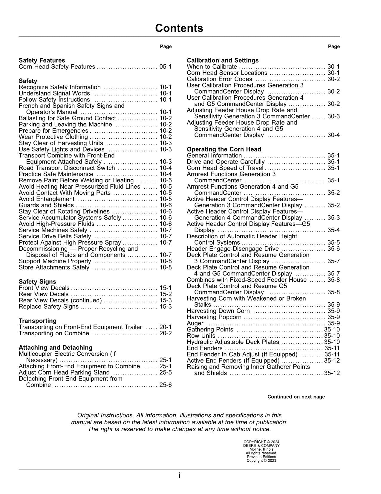 MANUAL DEL OPERADOR DEL CABEZAL DE MAÍZ RÍGIDO JOHN DEERE CR 6 8 12 16 18