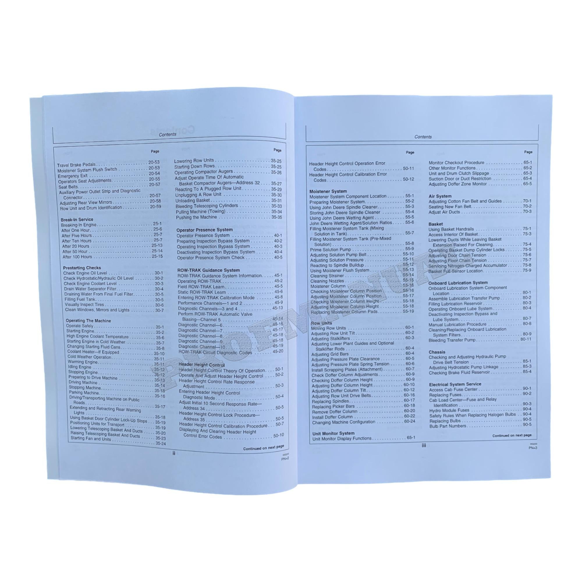 MANUAL DEL OPERADOR DE LA RECOLECTORA DE ALGODÓN JOHN DEERE 9986 SN 014001-016000