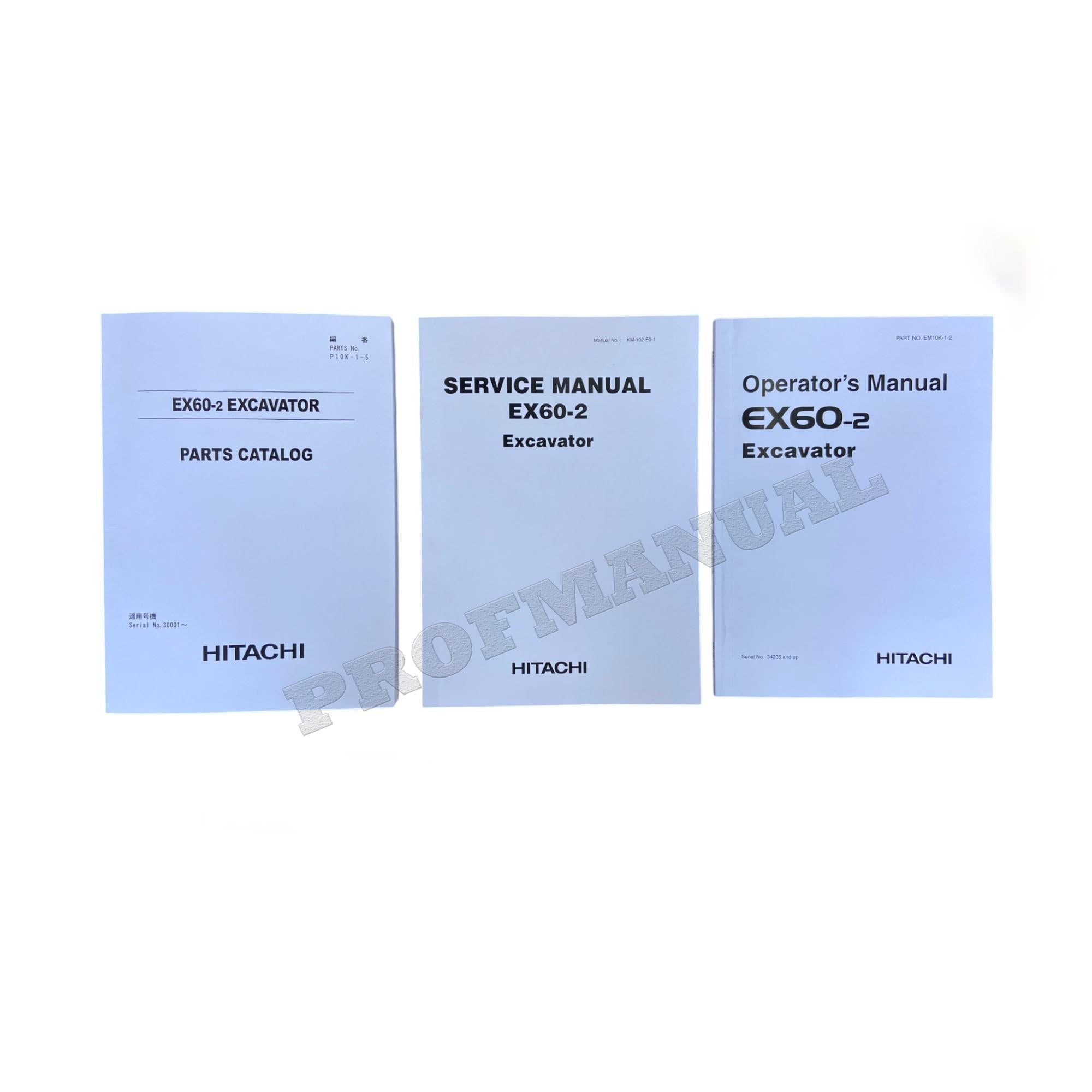 HITACHI EX60 Hudraulic Excavator Service Parts Catalog Operators Manual