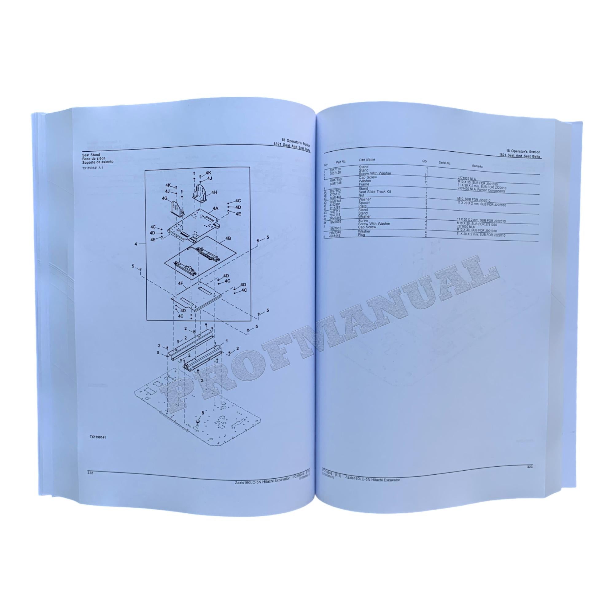 Hitachi ZAXIS 160LC-5N excavator parts catalog manual