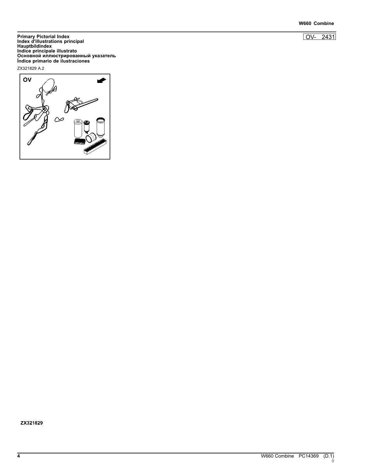 CATÁLOGO DE PIEZAS DE LA COSECHADORA JOHN DEERE W660 MANUAL 125000 -
