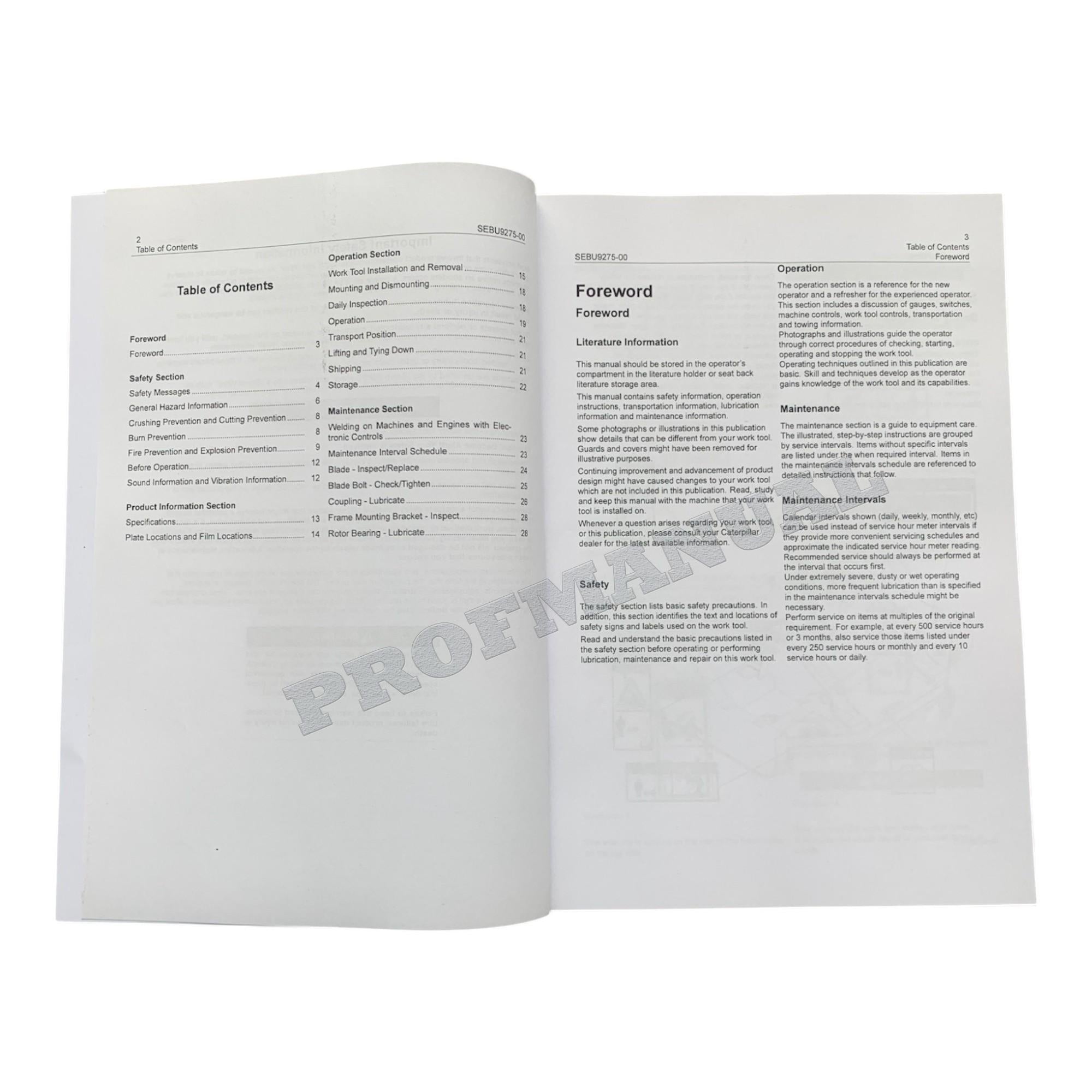 Caterpillar Rotary Ax MR 244 Operators Maintenance Manual