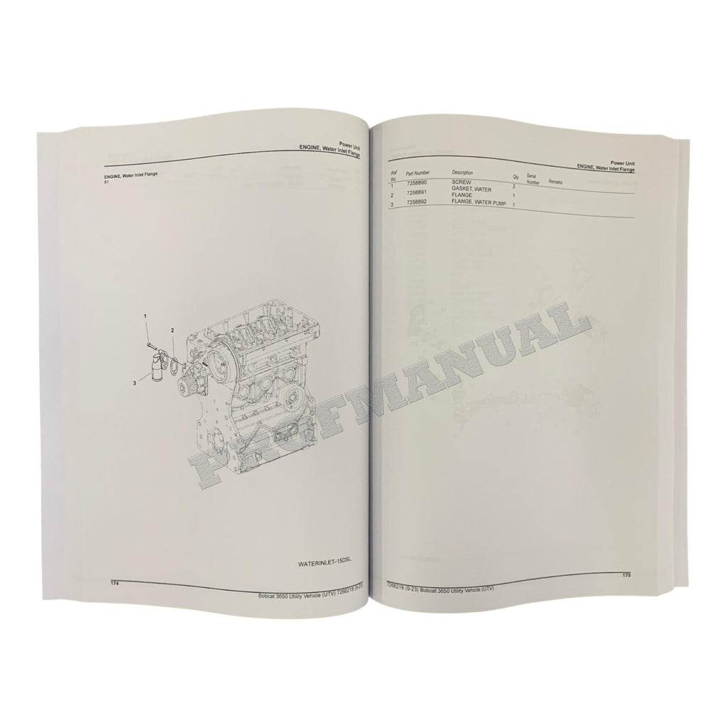 Bobcat 3650 Utility Vehicle Parts Catalog Manual B3C311001-B3C311999