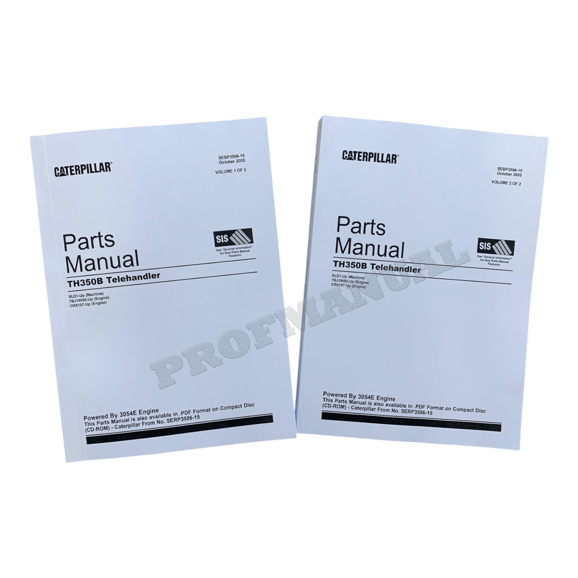 Caterpillar Cat TH350B Telehandler Parts Catalog Manual