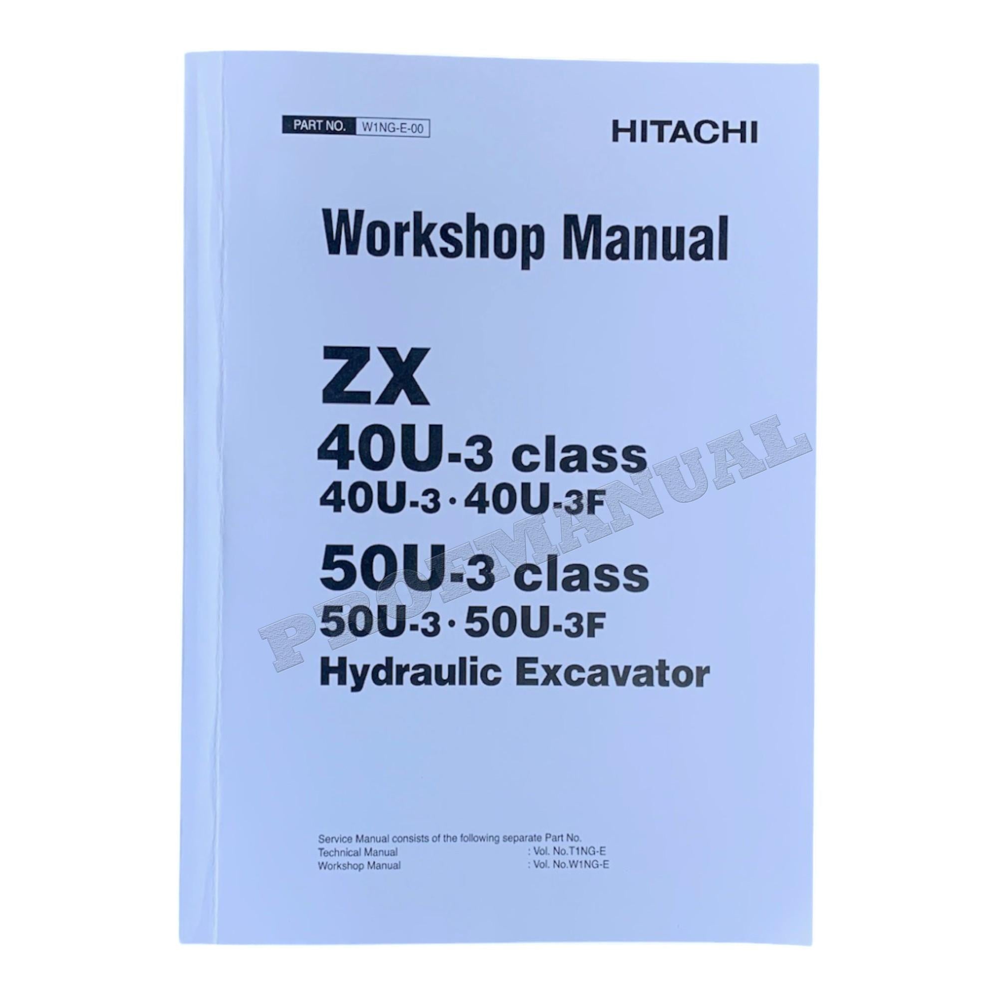 Hitachi ZX40U-3 ZX40U-3F ZX50U-3 ZX50U-3F Excavator Workshop Service manual