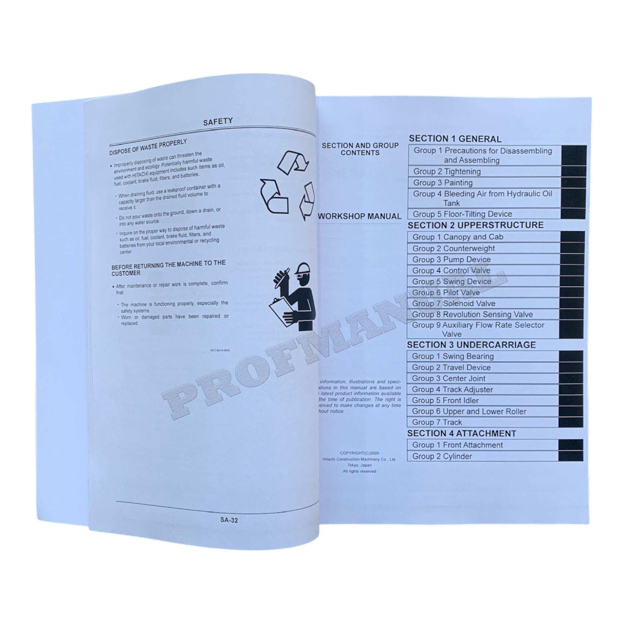 Hitachi ZX40U-3 ZX40U-3F ZX50U-3 ZX50U-3F Excavator Workshop Service manual