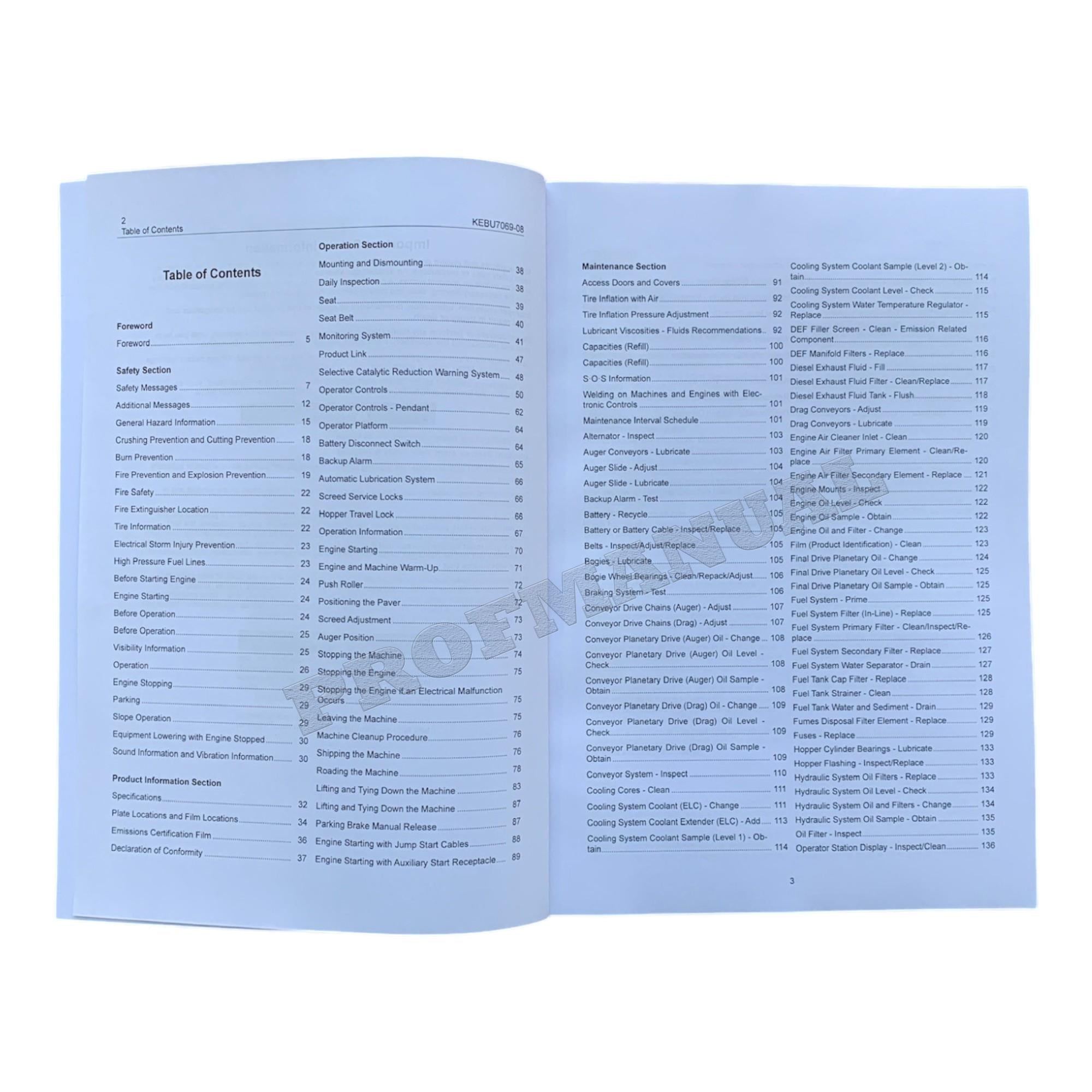 Caterpillar AP600F Asphalt Paver Operators Maintenance Manual