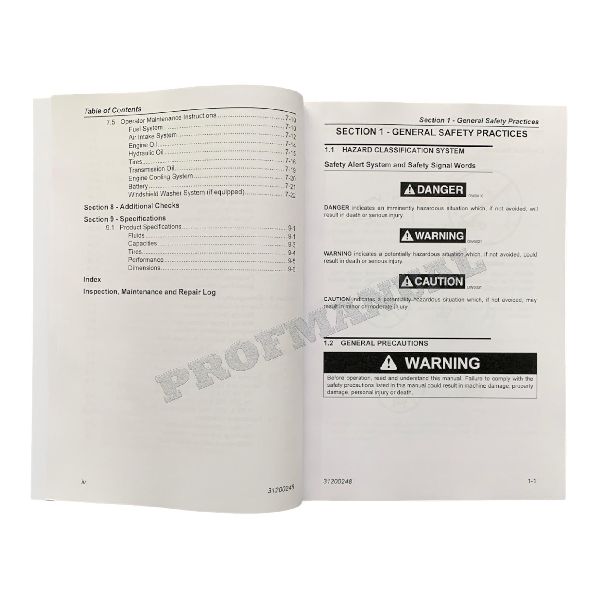 Caterpillar TL943 Telehandler Operation Maintenance Manual TBL00100 TBL01598