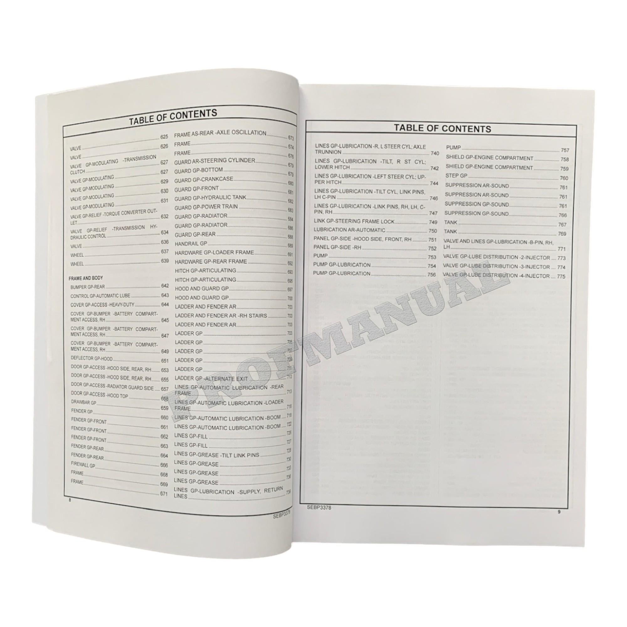Caterpillar Cat 988G Wheel Loader Parts Catalog Manual SEBP33788