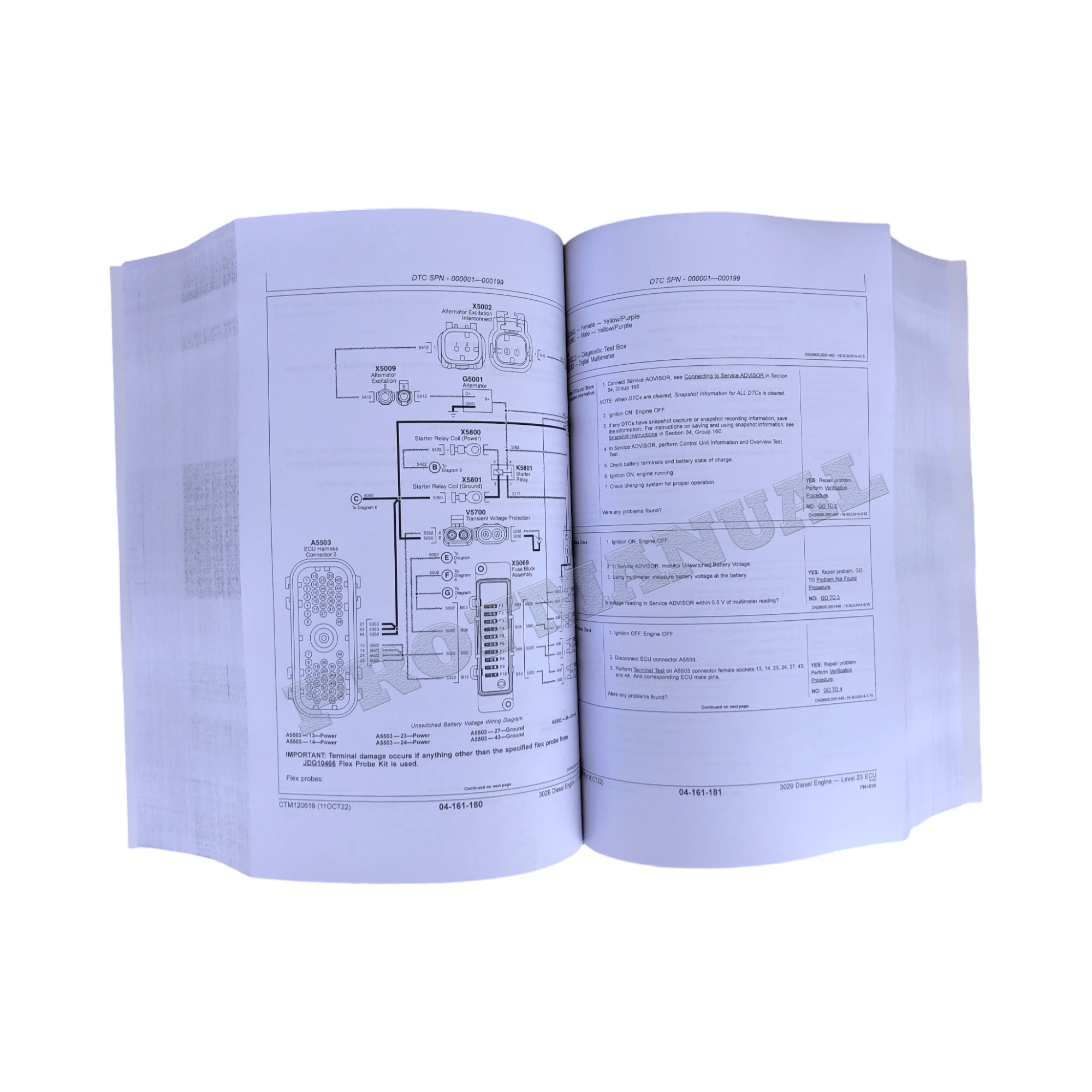 Manual de servicio y reparación de la ECU del motor John Deere 3029 de 2,9 l, nivel 23, CTM120619