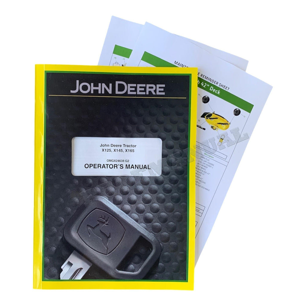 JOHN DEERE X125 X145 X165 TRAKTOR BETRIEBSANLEITUNG #3 +!¡BONIFICACIÓN!