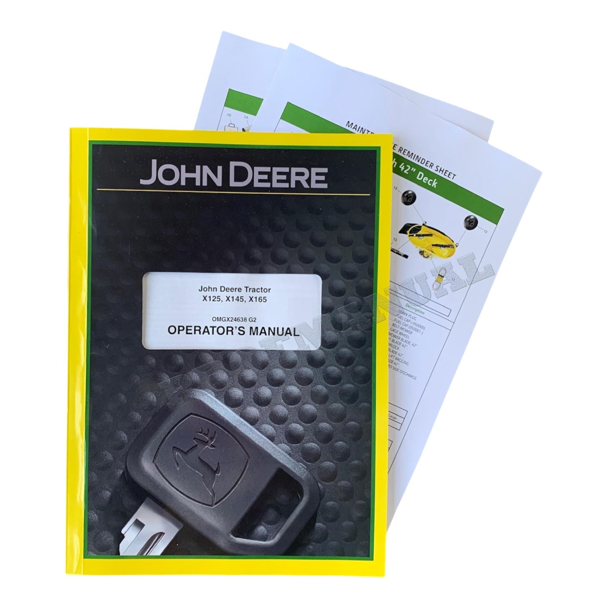 JOHN DEERE X125 X145 X165 TRAKTOR BETRIEBSANLEITUNG #3 +!¡BONIFICACIÓN!
