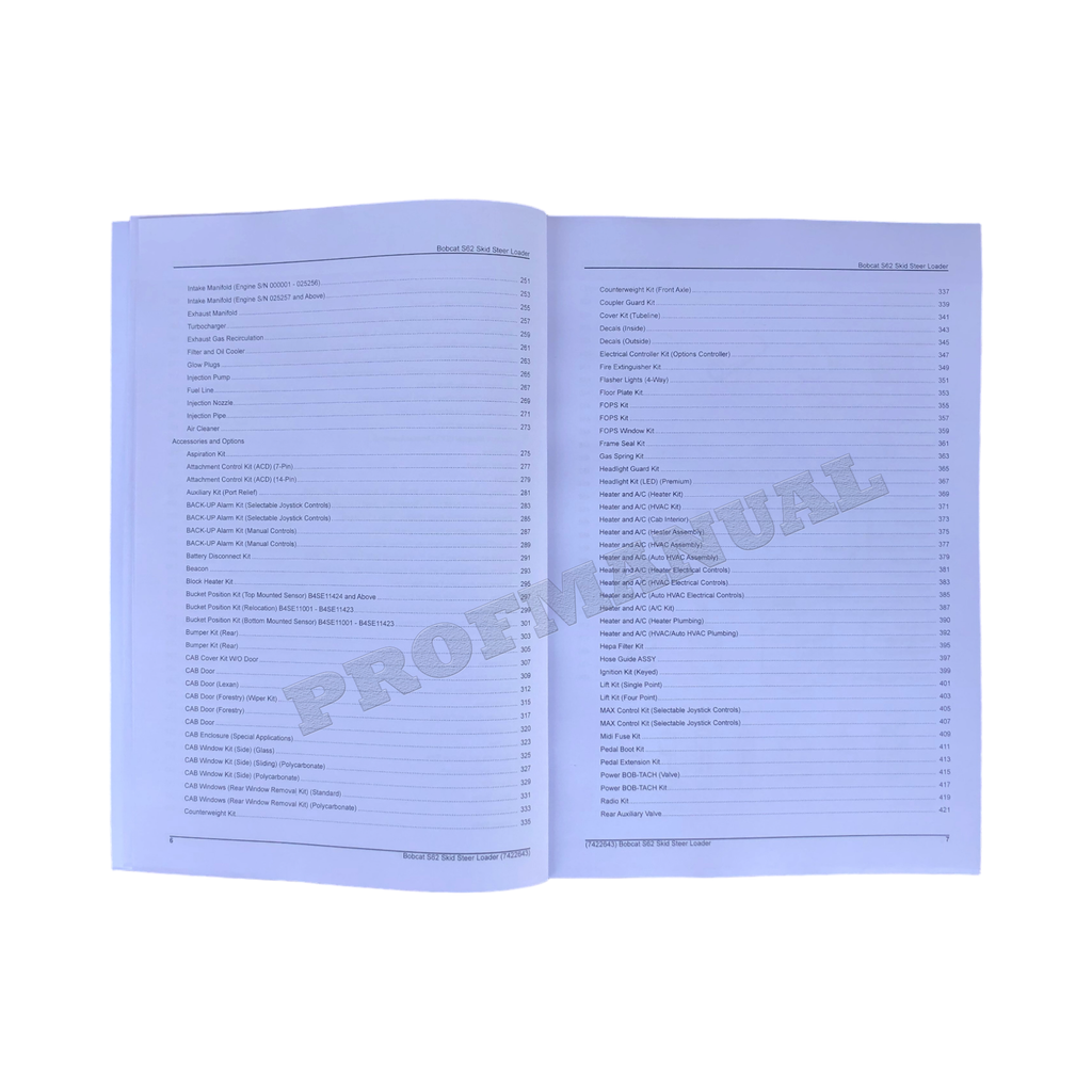 Bobcat S62 Skid Steer Loader Parts Catalog Manual