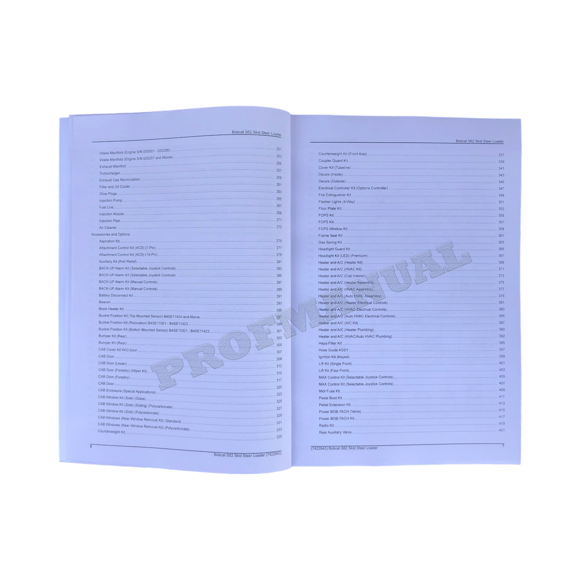 Manual del catálogo de piezas del minicargador Bobcat S62