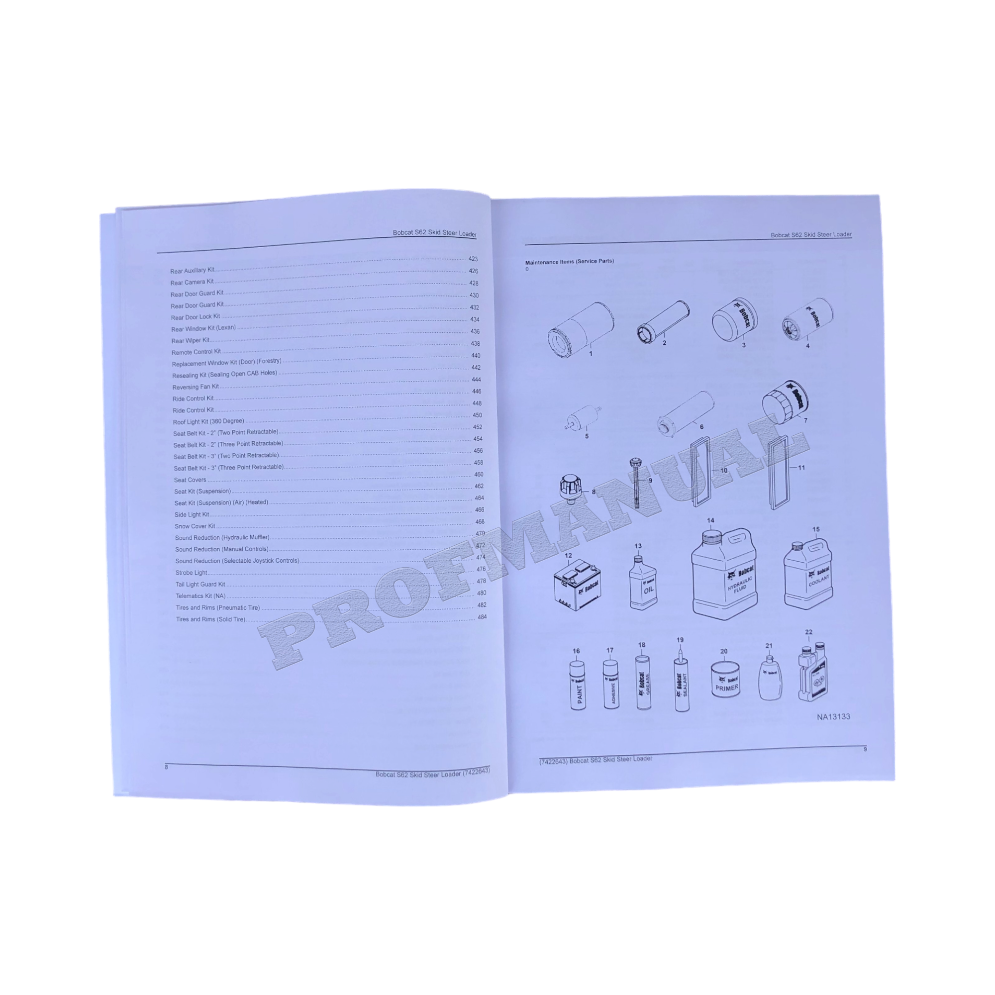 Bobcat S62 Skid Steer Loader Parts Catalog Manual