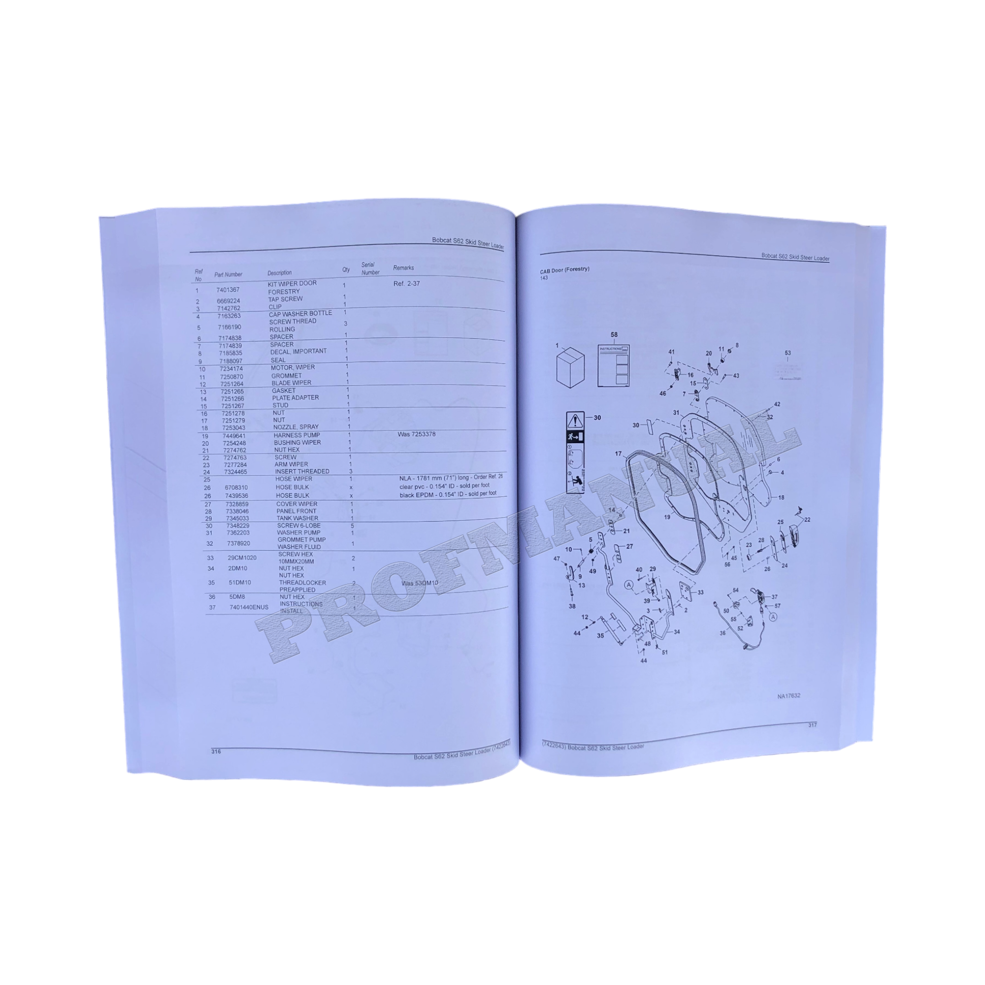 Bobcat S62 Skid Steer Loader Parts Catalog Manual