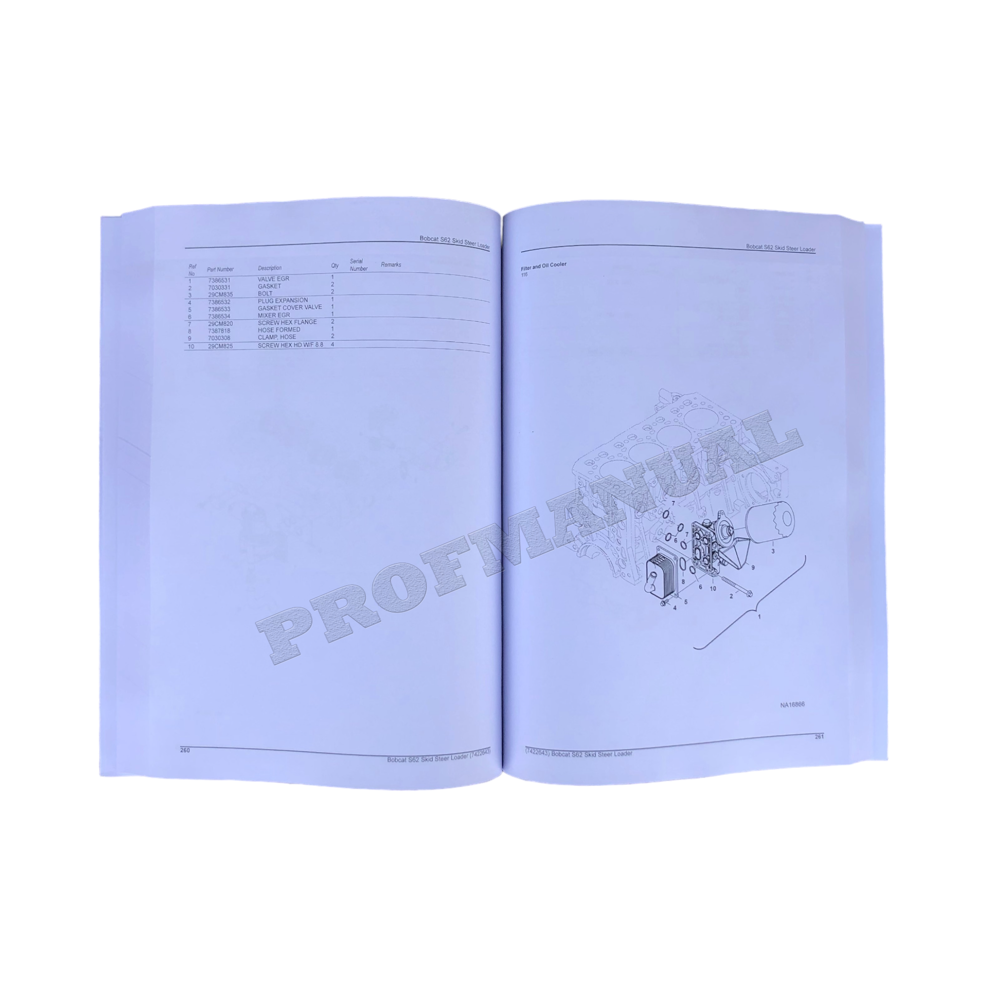 Bobcat S62 Skid Steer Loader Parts Catalog Manual