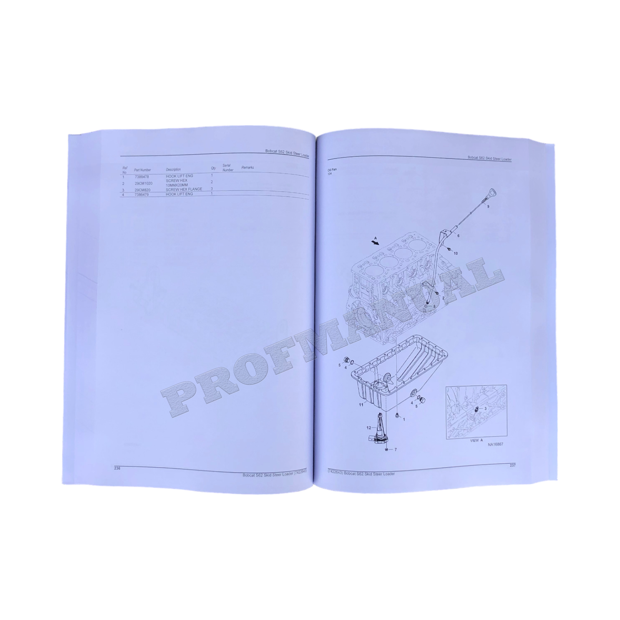 Bobcat S62 Skid Steer Loader Parts Catalog Manual