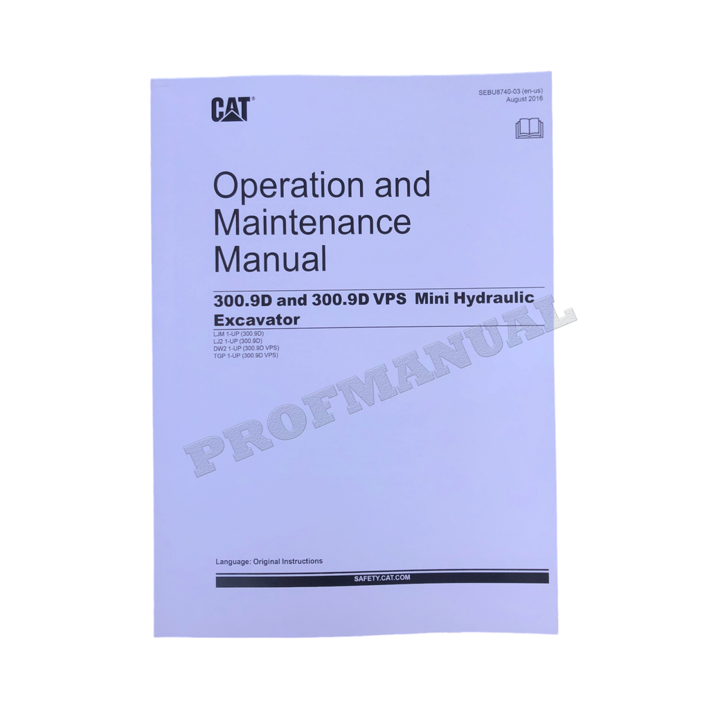 Manual del operador de la miniexcavadora hidráulica Caterpillar 300.9D 300.9D VPS