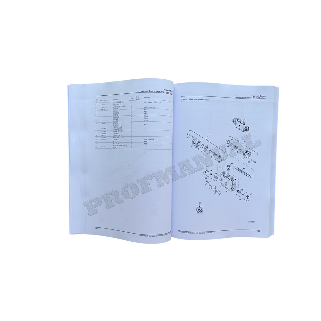 Bobcat E26 Excavator Parts Catalog Manual B4S911001-