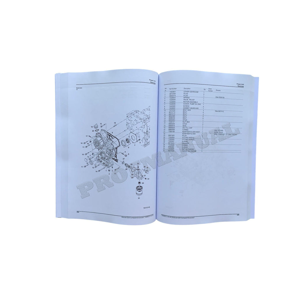 Bobcat E26 Excavator Parts Catalog Manual B4S911001-