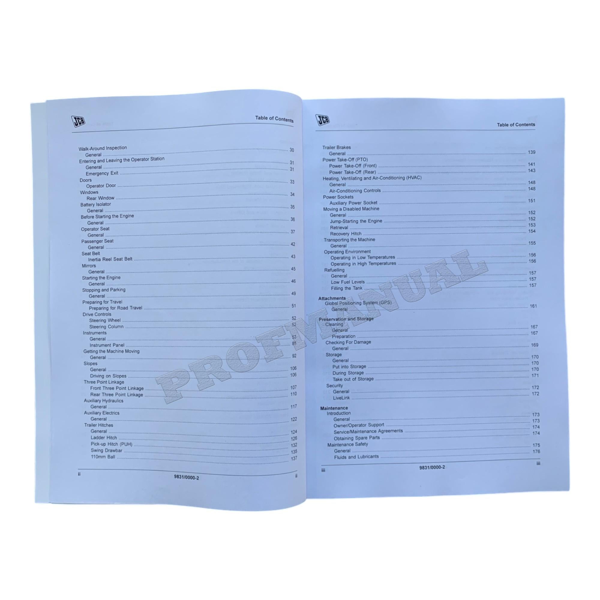 JCB 8290 8330 FASTRAC Tractor Operators Manual