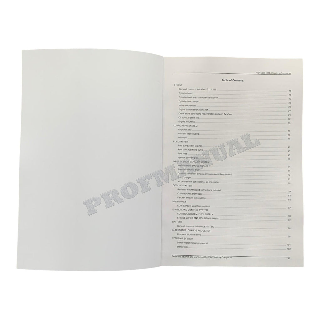 VOLVO DD120B VIBRATORY COMPACTOR Parts Catalog Hard Copy Manual S.N. 287001-