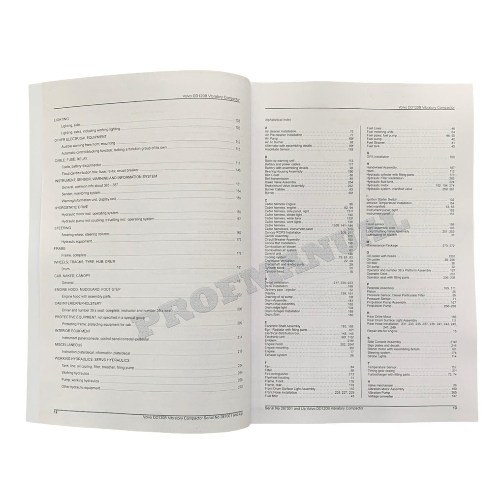VOLVO DD120B VIBRATORY COMPACTOR Parts Catalog Hard Copy Manual S.N. 287001-