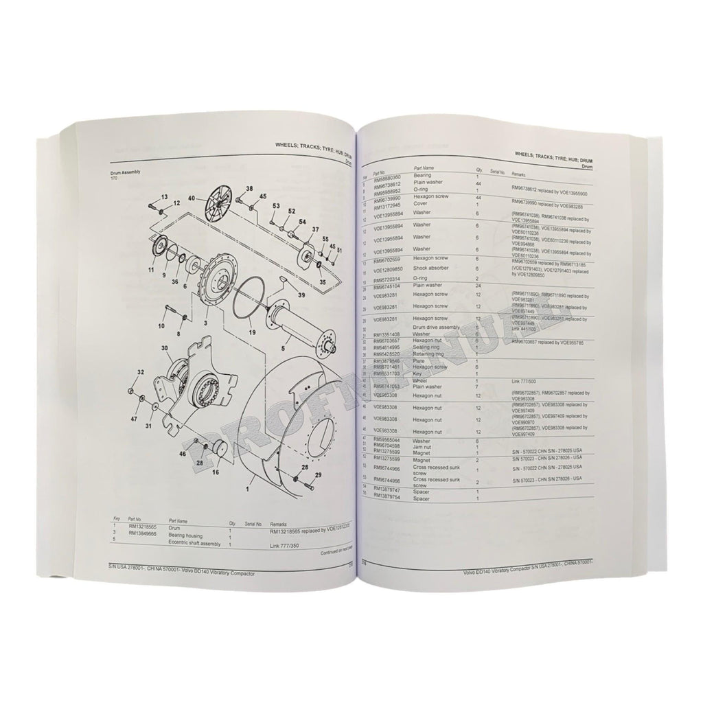VOLVO DD140 Asphalt compactor Parts Catalog Manual S.N. 278001-999999