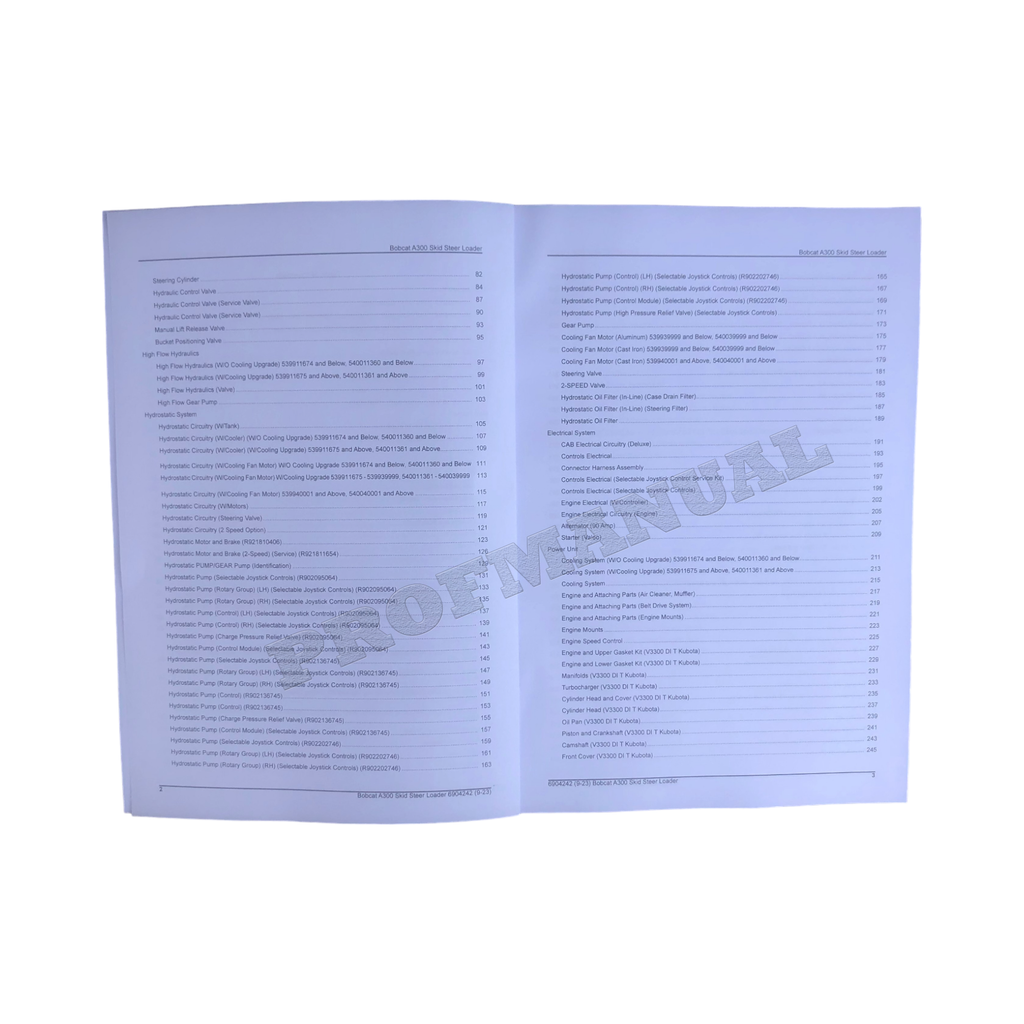 Bobcat A300 Skid Steer Loader Parts Catalog Manual 539911001- 540011001-