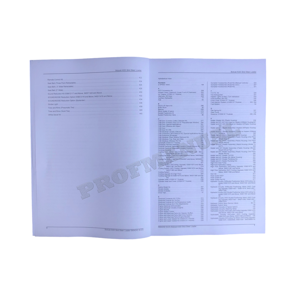 Bobcat A300 Skid Steer Loader Parts Catalog Manual 539911001- 540011001-