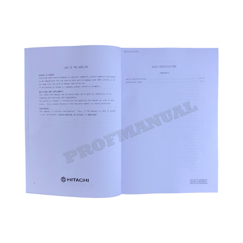 HITACHI UH103 EXCAVATOR SERVICE MANUAL