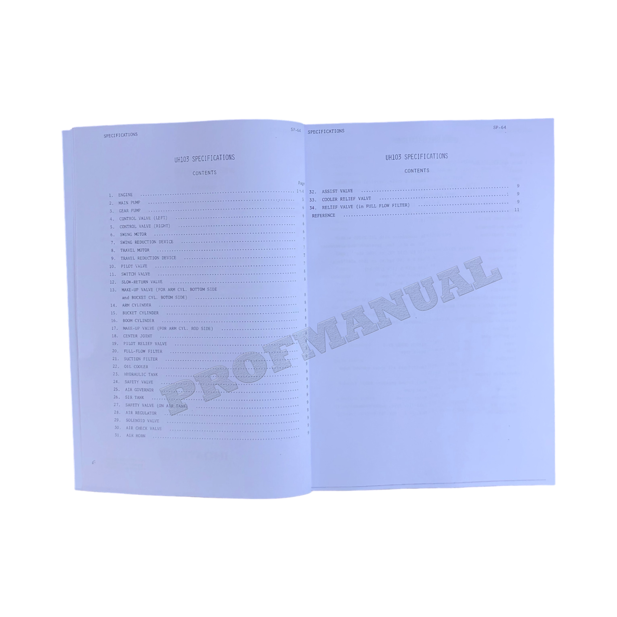 HITACHI UH103 EXCAVATOR SERVICE MANUAL