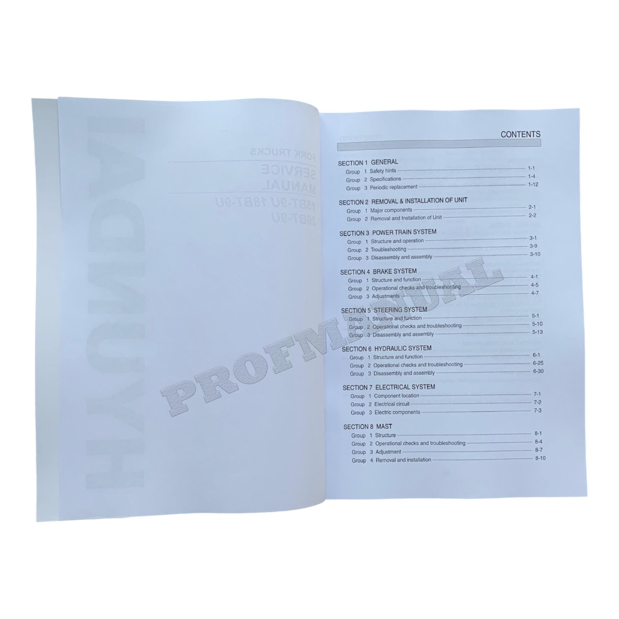Hyundai 15BT-9U 18BT-9U 20BT-9U Forklift Service Paper Manual