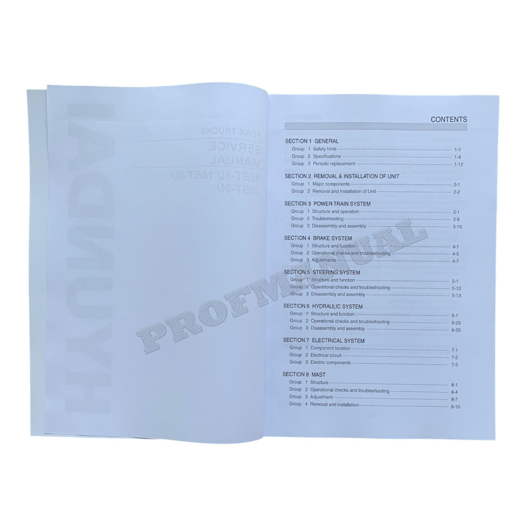 Hyundai 15BT-9U 18BT-9U 20BT-9U Forklift Service Paper Manual