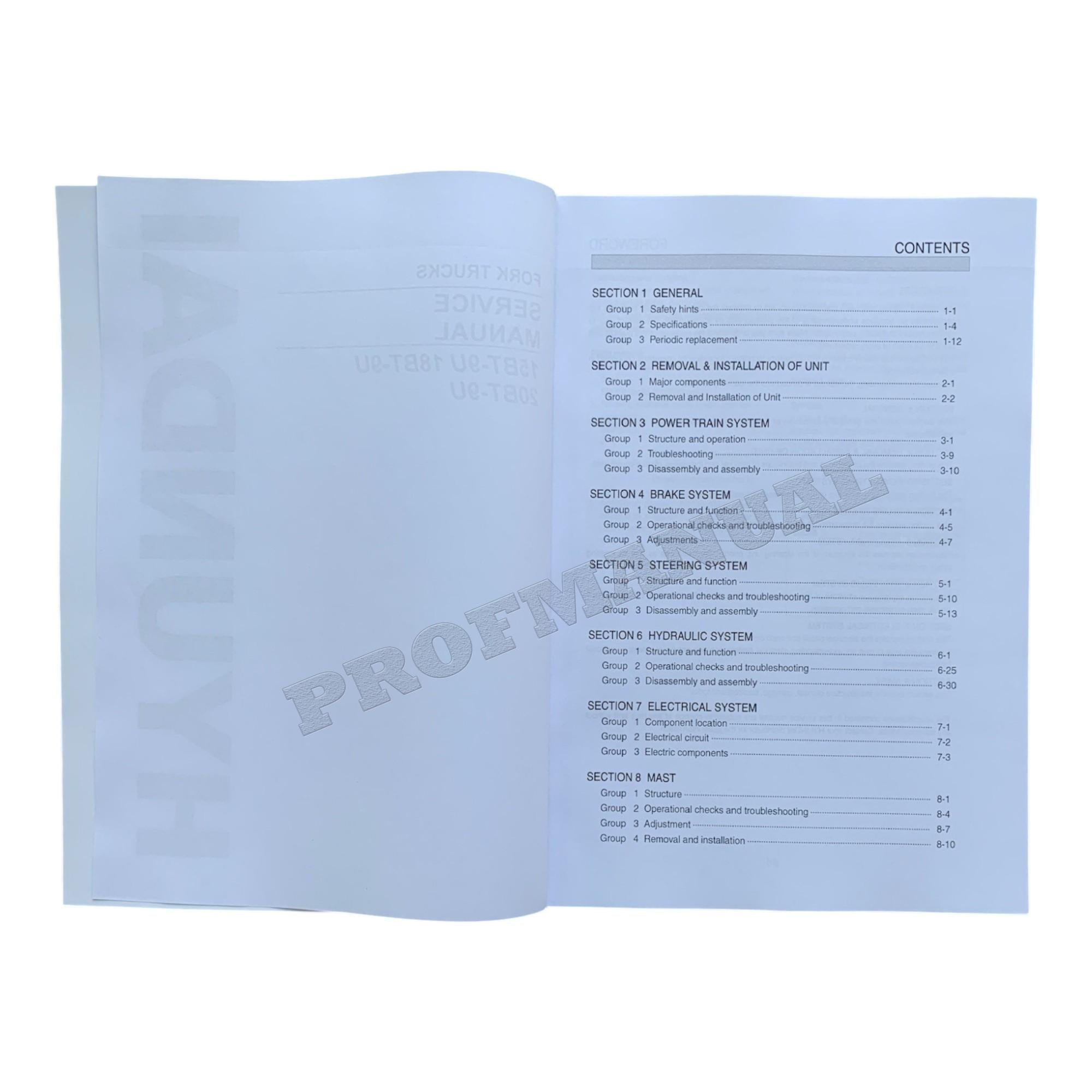 Hyundai 15BT-9U 18BT-9U 20BT-9U Forklift Service Paper Manual